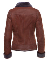 Women B3 RAF Bomber Brown Aviator Jacket Back